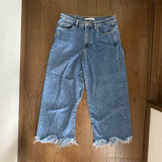 ザラ(ZARA)のZARA デニム ワイドパンツ フリンジデニム フレアデニム パンツ(デニム/ジーンズ)