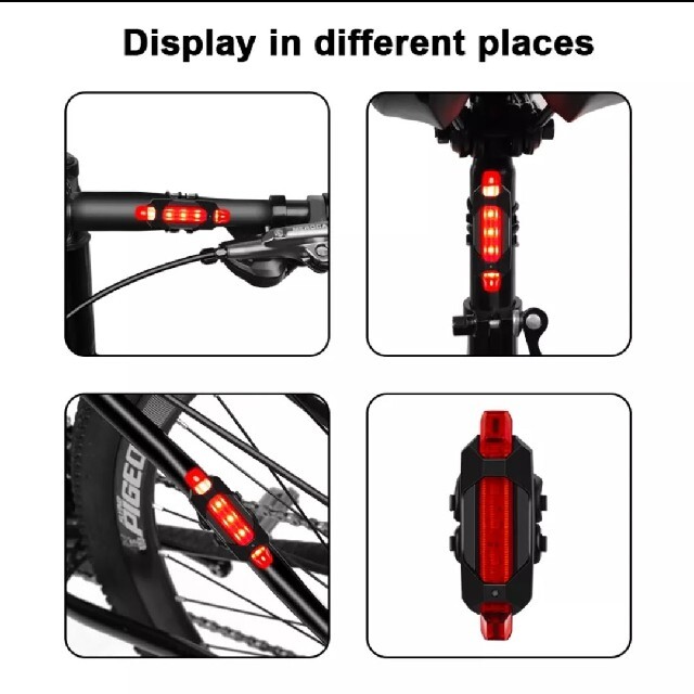 USB充電式　自転車用　LED　フロントライト　リアライト　防水　３セット スポーツ/アウトドアの自転車(その他)の商品写真