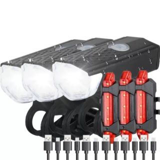 USB充電式　自転車用　LED　フロントライト　リアライト　防水　３セット(その他)