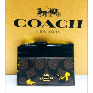 コーチ(COACH)の【☆1点限り☆新品】パスケース COACH ウッドストック スヌーピー コラボ(名刺入れ/定期入れ)