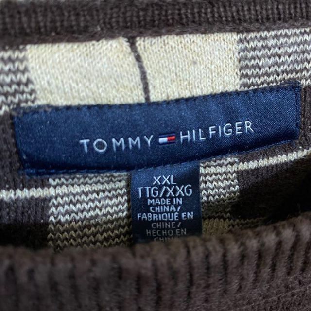 トミーヒルフィガー XXL ブラウン USA古着 90s ロゴ ニット セーター