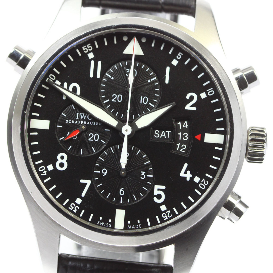 【IWC SCHAFFHAUSEN】IWC パイロットウォッチ IW377801 ダブルクロノグラフ デイデイト 自動巻き メンズ【ev15】