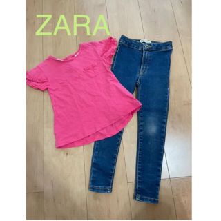 ザラキッズ(ZARA KIDS)のZARA キッズ110 Tシャツ　ダメージデニム(Tシャツ/カットソー)