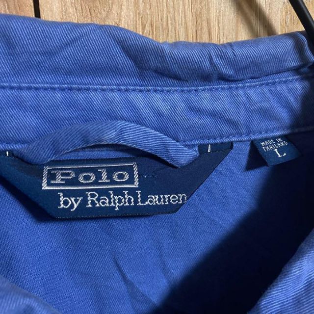 POLO RALPH LAUREN(ポロラルフローレン)のラルフローレン ジップ シャツ USA古着 90s ロゴ ジャケット ブルー 青 メンズのジャケット/アウター(ブルゾン)の商品写真