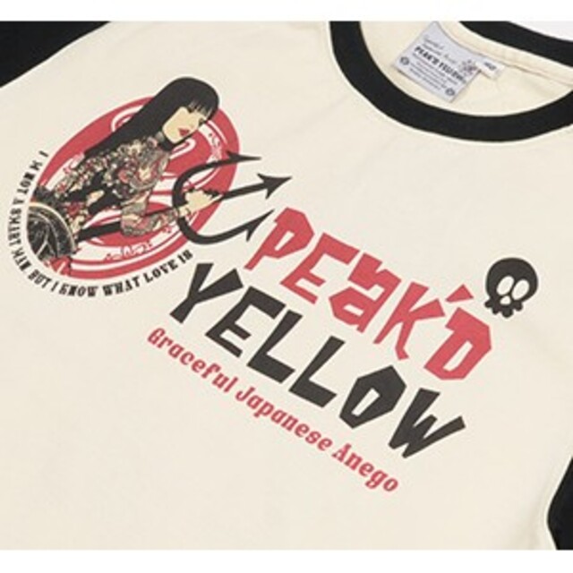 PEAK'D YELLOW(ピークドイエロー)のピークドイエロー/Tシャツ/ホワイト/PYT-230/カミナリモータース メンズのトップス(Tシャツ/カットソー(半袖/袖なし))の商品写真