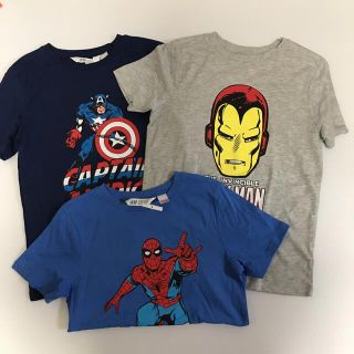 エイチアンドエム(H&M)の新品✨135 マーベルヒーローズ ♡半袖Tシャツ3枚セットH&M(Tシャツ/カットソー)