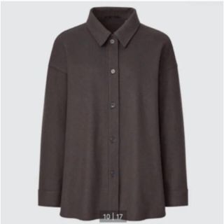 ユニクロ(UNIQLO)のユニクロ  ブラッシュドジャージー シャツジャケット ネイビー(シャツ/ブラウス(長袖/七分))