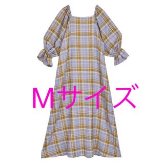 AMERI 22ss LACEY CHECK PUFF DRESS