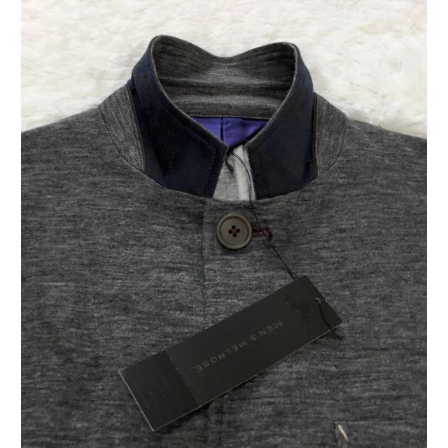 MEN'S MELROSE(メンズメルローズ)の新品タグ付メンズメルローズリネンコットンジャージー素材4B留めコート杢調グレー メンズのジャケット/アウター(ステンカラーコート)の商品写真