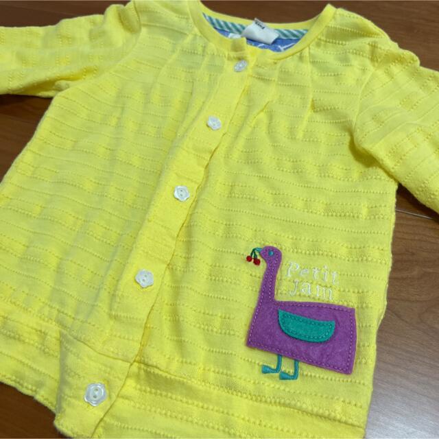 Petit jam(プチジャム)のpetit jam プチジャム  カーディガン　イエロー　100 美品 キッズ/ベビー/マタニティのキッズ服女の子用(90cm~)(カーディガン)の商品写真