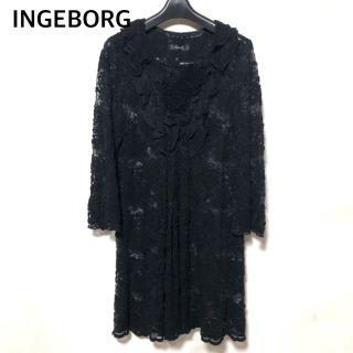 インゲボルグ(INGEBORG)のINGEBORG ヴィンテージ フラワー レース フリル ワンピース/チュニック(ひざ丈ワンピース)