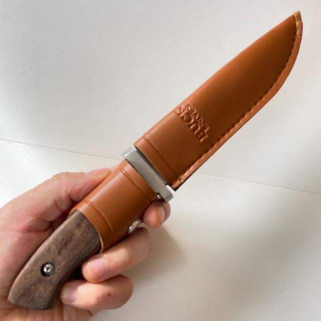 フルタング ナイフ 木製グリップ ブラウン シース 付き  アウトドア 9