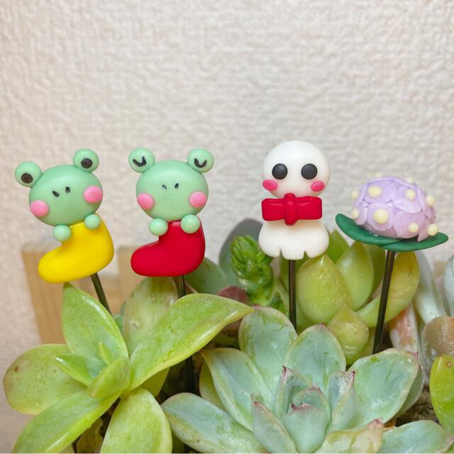 ハンドメイド　ガーデンピック　梅雨ピック　多肉植物 ハンドメイドのフラワー/ガーデン(その他)の商品写真