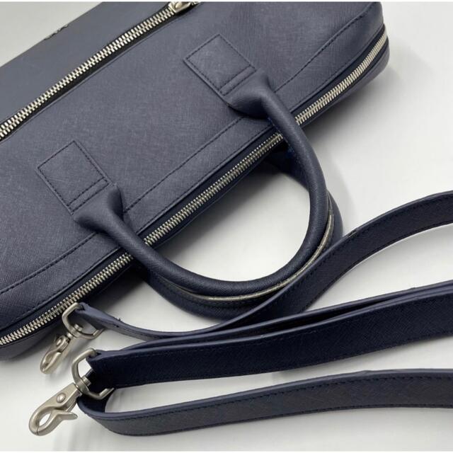 美品》Paul Smith ブリーフケース 革製ネイビー 値下げ無し - ビジネス