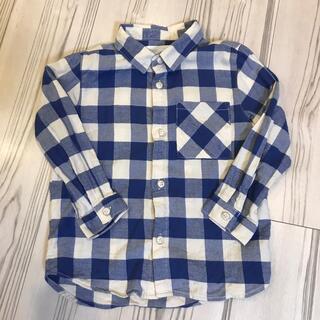 ザラキッズ(ZARA KIDS)の美品！【ZARA KIDS】ザラキッズ チェックシャツ 青 ブルー サイズ98(ブラウス)