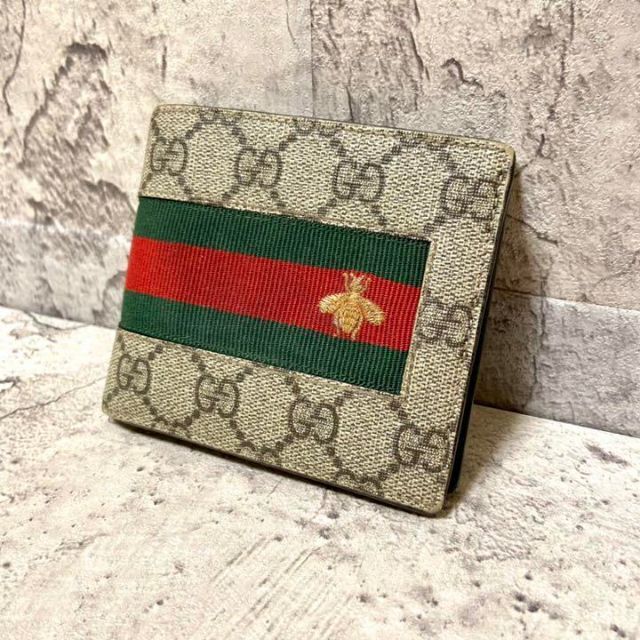 Gucci(グッチ)の【美品】グッチ 二つ折り財布 ビー シェリーライン GG スプリーム PVC レディースのファッション小物(財布)の商品写真