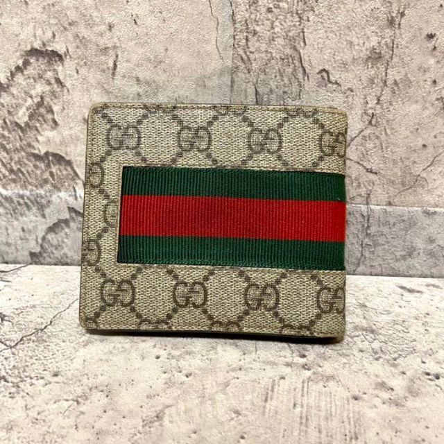 Gucci(グッチ)の【美品】グッチ 二つ折り財布 ビー シェリーライン GG スプリーム PVC レディースのファッション小物(財布)の商品写真