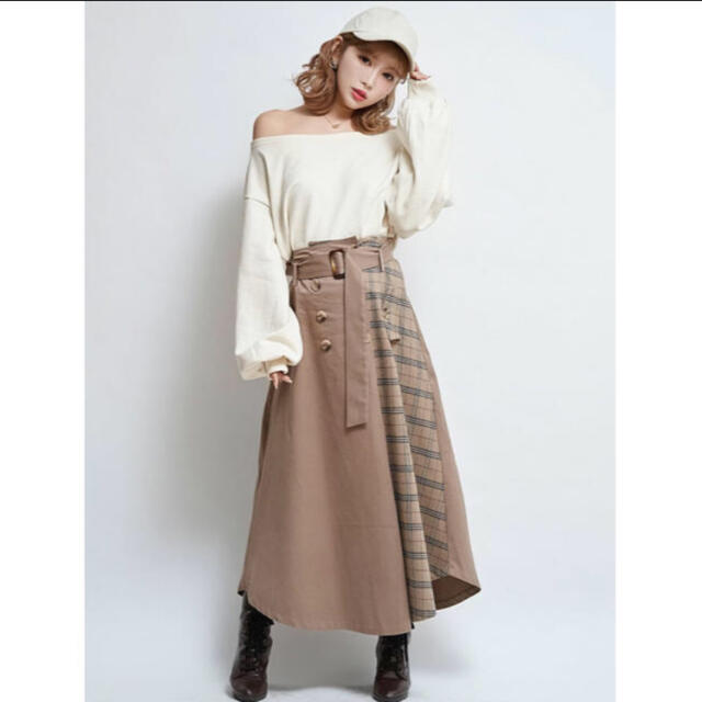 eimy istoire(エイミーイストワール)のdarich イレギュラーラップロングスカート モカ レディースのスカート(ロングスカート)の商品写真