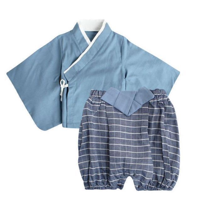 キッズ　袴 セットアップ セパレート 青 90サイズ 誕生日 初節句 子供の日 キッズ/ベビー/マタニティのキッズ服男の子用(90cm~)(和服/着物)の商品写真