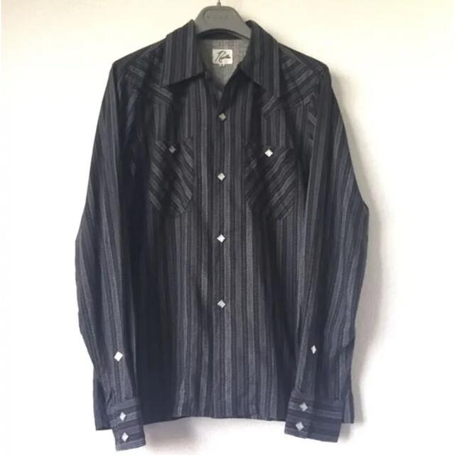 美 used】Needlesニードルス オープンカラーシャツM 黒系✖️グレー