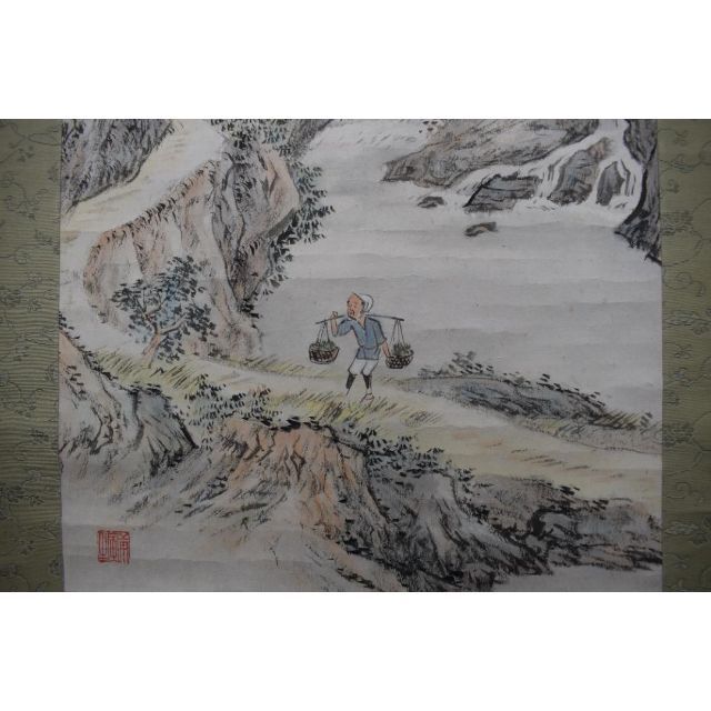 真作】矢野橋村/梅花亭子図/春景山水人物図/掛軸☆宝船☆Z-539 www