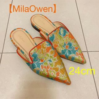 ミラオーウェン(Mila Owen)のMilaOwen 花柄刺繍パンプス　ミュール　サンダル　24cm レディース(ハイヒール/パンプス)