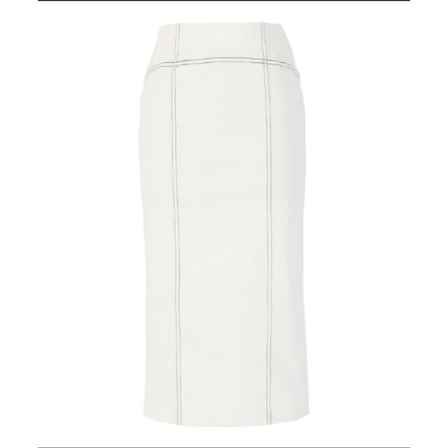 AMBIENT(アンビエント)の未使用☆アンビエント　ステッチデザインストレッチデニムスカート　ホワイト レディースのスカート(ひざ丈スカート)の商品写真