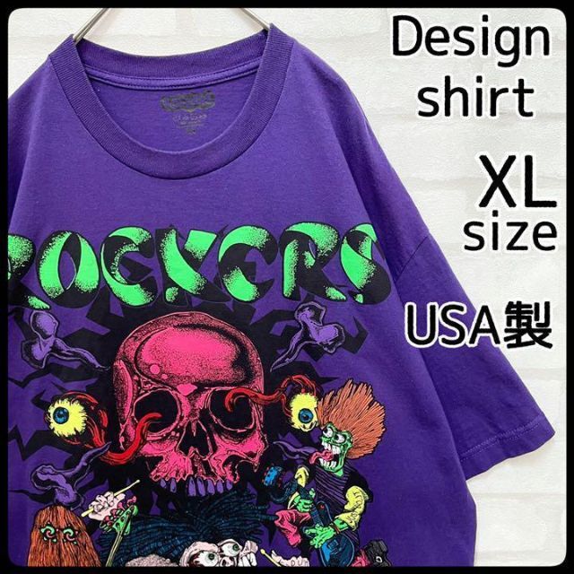 【USA製】ロッカーズ デカ プリント Tシャツ 半袖 XL モンスター 90s
