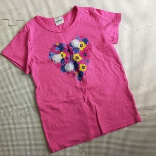 ベベ(BeBe)のSLAP SLIP　120  ピンク　半袖　Tシャツ　チュールお花　美品(Tシャツ/カットソー)