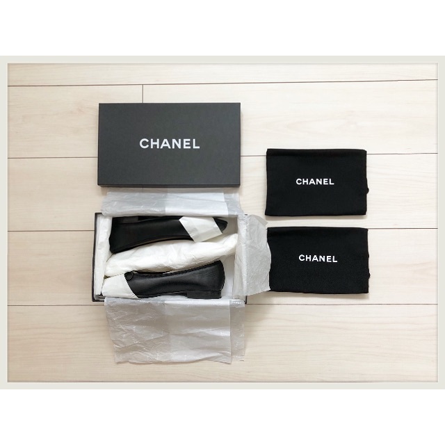 CHANEL(シャネル)のchanel バレリーナ ラムスキン & パテント カーフスキン ブラック 35 レディースの靴/シューズ(バレエシューズ)の商品写真