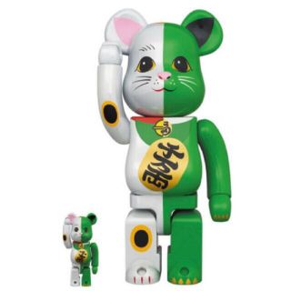 メディコムトイ(MEDICOM TOY)の BE@RBRICK 招き猫 白×緑 100% 400%(フィギュア)