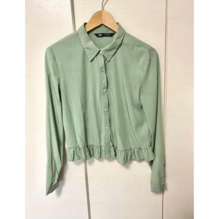 ザラ(ZARA)のZARA 薄手ブラウス　グリーン(シャツ/ブラウス(長袖/七分))