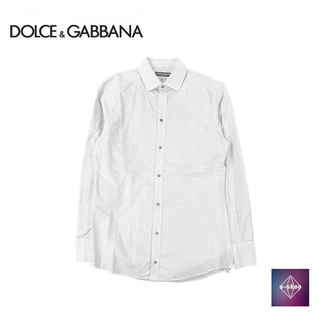 DOLCE&GABBANA ドルガバ ワイシャツ ドット ホワイト 長袖コットン100%状態