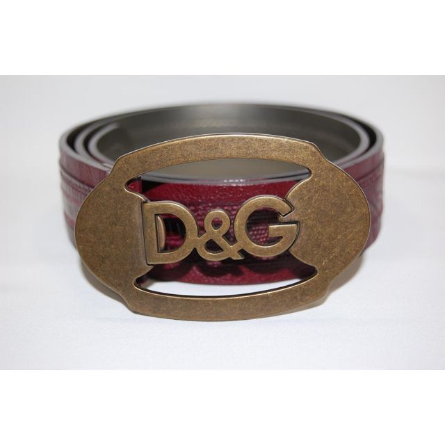 D&G DOLCE&GABBANA レザー ベルト 85cm ロゴバックル-