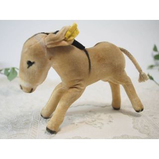 シュタイフ(Steiff)のシュタイフ★Donkey 12cm(初期№タグ付)ベルベットのロバ/ドンキー驢馬(ぬいぐるみ)