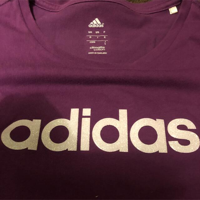 adidas(アディダス)のadidas アディダス Tシャツ 紫 レディース Sサイズ　スポーツ レディースのトップス(Tシャツ(半袖/袖なし))の商品写真
