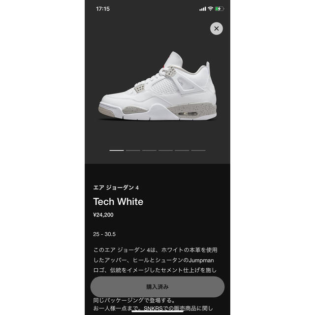 NIKE(ナイキ)のjordan4 tech white メンズの靴/シューズ(スニーカー)の商品写真