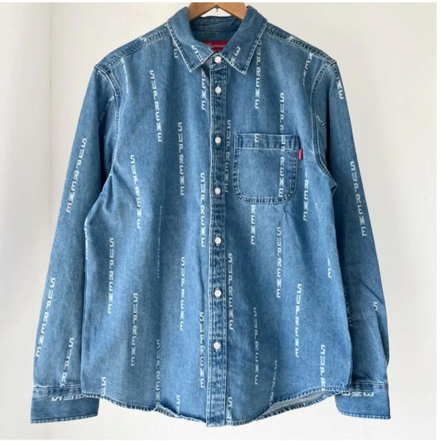 Supreme Logo Stripe Jacquard Denim Shirt