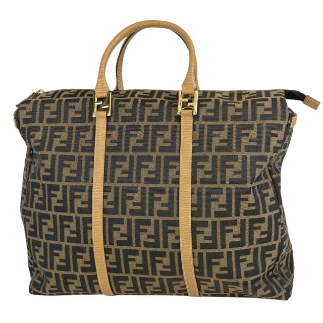 FENDI フェンディ ズッカ柄 トートバッグ レザー ブラウン レディース