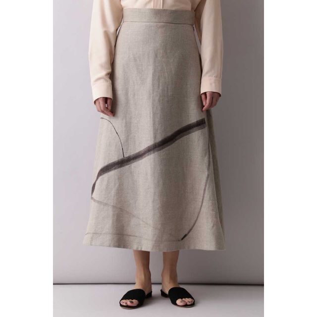 タグ付・YLEVEのリネンキャンバスプリントスカート