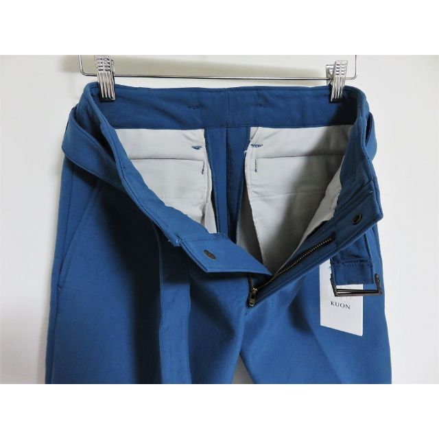 KUON - 定価3万 新品 KUON ワイド テーパード ベルト パンツ S ブルー