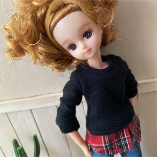 リカちゃん　洋服　レイヤード❤︎切り替え　トップス　ハンドメイド　BLACK(人形)