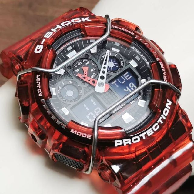 G-SHOCK GA-100 [スケルトンレッド] + バンパー + メタル遊環