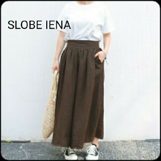 スローブイエナ(SLOBE IENA)の【美品】SLOBE IENA リネンギャザースカート　ロングスカート　春夏　茶色(ロングスカート)