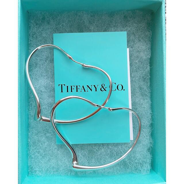 【美品】Tiffany　オープンハート フープピアス ミディアムサイズ