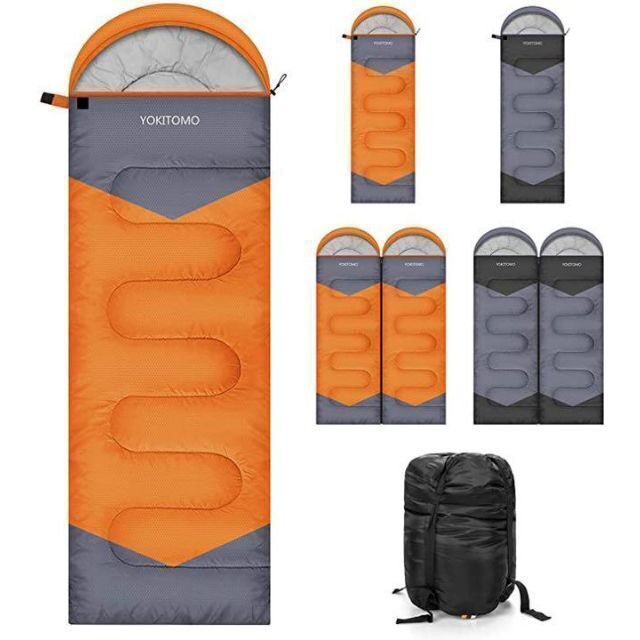 寝袋 シュラフ 封筒型 連結可能 防水 丸洗い可能 オレンジ 2個セット スポーツ/アウトドアのアウトドア(寝袋/寝具)の商品写真