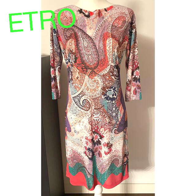 ETRO エトロ 七分袖ワンピース 42サイズ - ひざ丈ワンピース