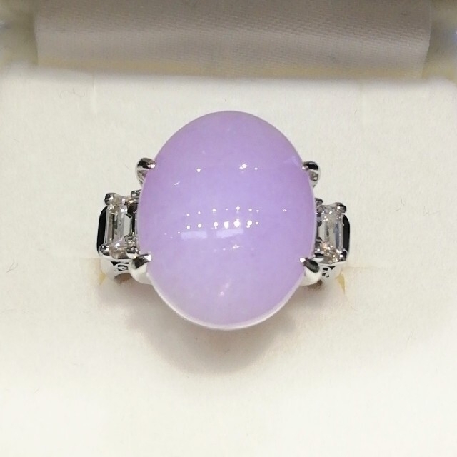 Pt900⚪ラベンダー翡翠9.66ct✨ダイヤ✨0.52ct⚪上品✨宝石指輪✨ 7