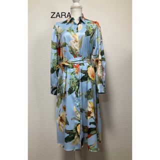 ザラ(ZARA)のZARA花柄 シャツワンピース(ロングワンピース/マキシワンピース)