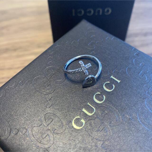 Gucci(グッチ)の【GUCCI】グッチ 指輪 リング ハートクロス K18WG ダイヤ12P レディースのアクセサリー(リング(指輪))の商品写真